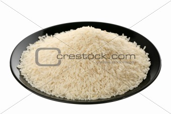 Long white rice on plate