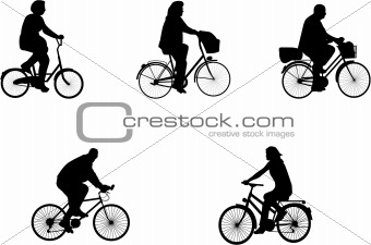 people on bicycle silhouettes