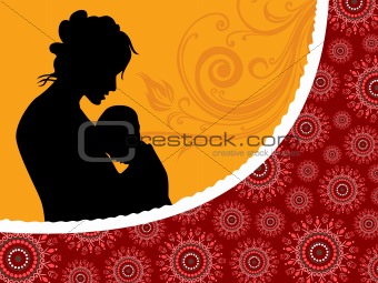 floral background with silhouette illustration