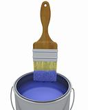 3d render of a paint brush and can isolated on white