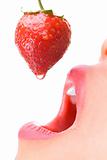 Eating strawberry