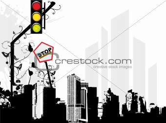 urban background with traffic signal