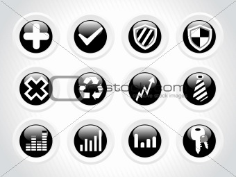 rounded business icons, black