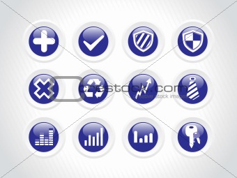 rounded business icons, blue