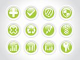 rounded business icons, green