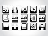 rounded computer icons black, vector