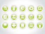 rounded computer icons green, vector