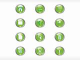 rounded green web glassy icons