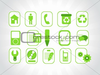 set of abstract green logos, vector illustration