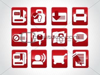 set of abstract icons, red vector illustration
