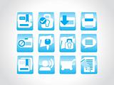 set of abstract icons; blue vector illustration