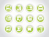 set of abstract icons; green vector illustration