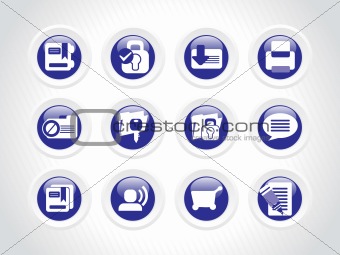 set of abstract rounded icons, blue vector illustration