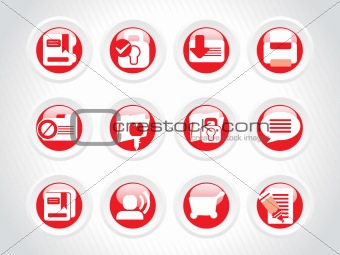 set of abstract rounded icons; red vector illustration