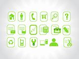 set of green icons for website