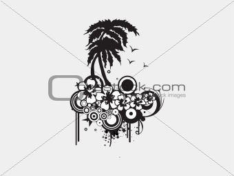 silhouette Palm trees with floral elements