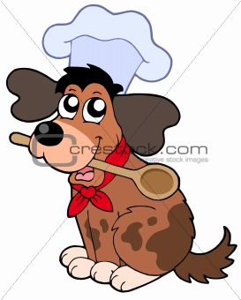 Cartoon dog chef with spoon