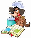 Cartoon dog chef with recipe book