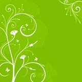 Floral green background with swirls