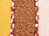 Millet, buckwheat, rice background
