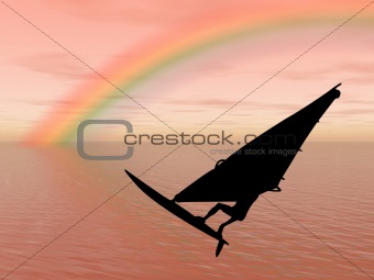 Surfer in the rainbow