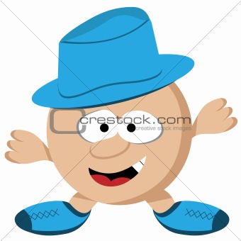 Funny Guy with Hat Cartoon Character