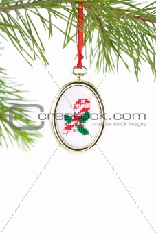 Candy Cane Needlepoint Ornament