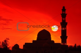 Silhouette of a mosque.