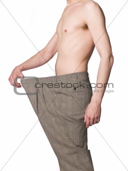 Man wearing over-sized trousers