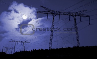 Electricity supply cables in countryside