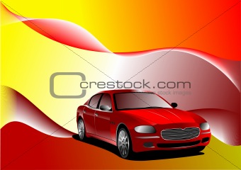 Futuristic display background with car image. Vector