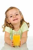 Little girl with fruit juice