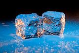Cold blue ice cubes