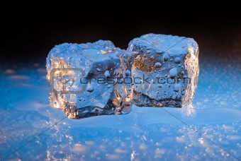 Cold blue ice cubes