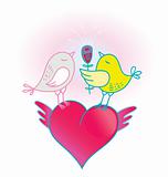 two birds and heart
