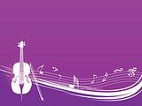 violin with musical waves on purple background, wallpaper