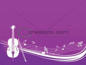 violin with musical waves on purple background, wallpaper