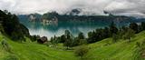 clear water of Urnersee lake in Switzerland - panoramic picture