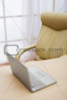 laptop on a table