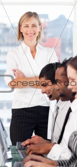 Female Businesswoman showing strong leadership