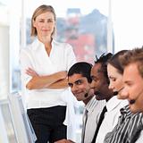 woman leading a business team
