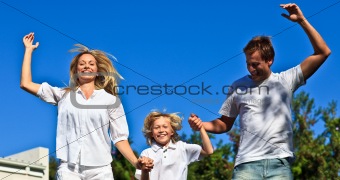 Family Jumping in the air