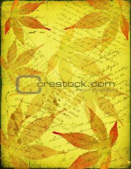 old paper with autumn leaves