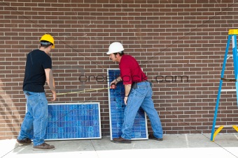 Workers with Solar Panels