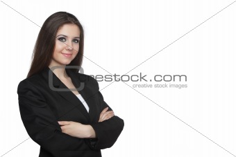 Young business woman over white
