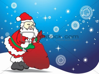 illustration happy santa with his gift bag