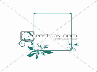 illustration, green vector floral frame
