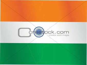 map outline on indian flag, vector