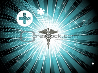 shiny rays background with medical sign
