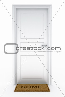 Door with "home" doormat